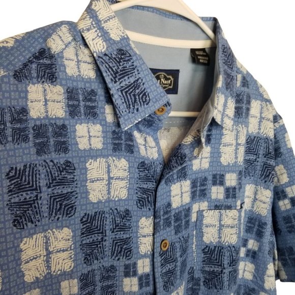 Nat Nast Luxury Originals Mens L Blue Geometric Sh - Picture 5 of 7